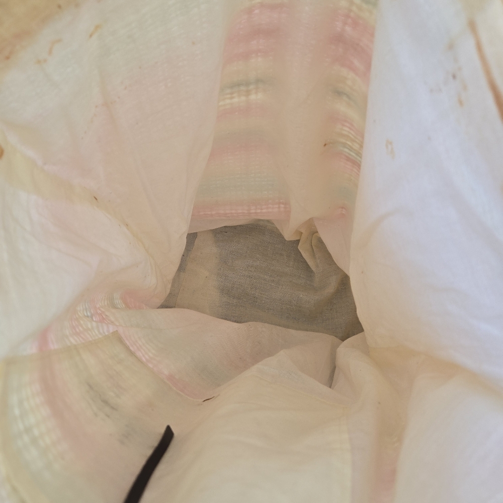 Tote Le Monde Striped Pink and Green Raffia Woven Tote Bag - Picture 8 of 8